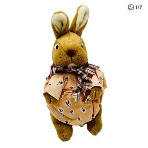 Brown Stuffed Bunny with Pink Outfit